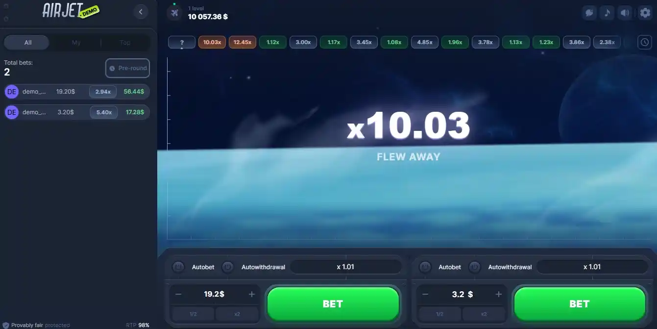AirJet Demo Mode - Practice vs Real Play
